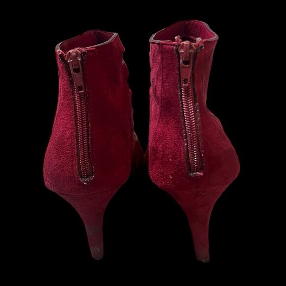 Impo Sasha Cage Faux Suede Burgundy Heels Cutout Stiletto Heel Size 10 - Picture 3 of 7